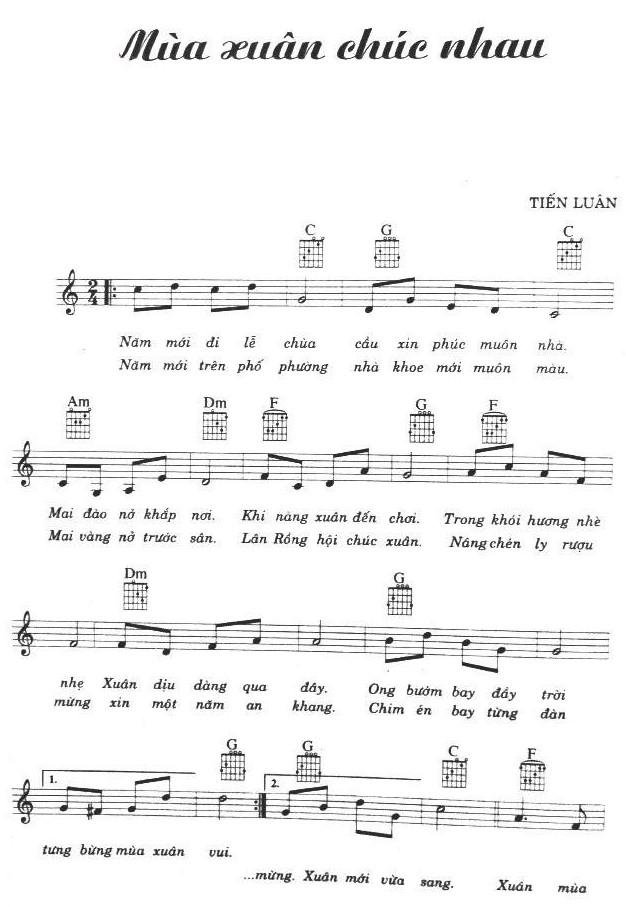 Sheet nhạc Mùa Xuân Chúc Nhau